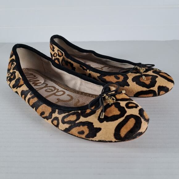 Sam Edelman Felicia Ballet Flats Womens 8 Black Leopard Print Calf Hair Shoes - Picture 6 of 15